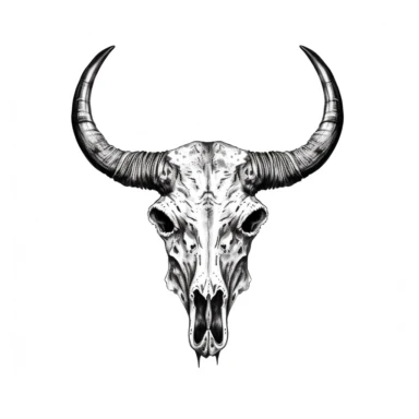 Texas Longhorn Cow Skull black and white, clipart, 2d vector, sharp resolution, white background