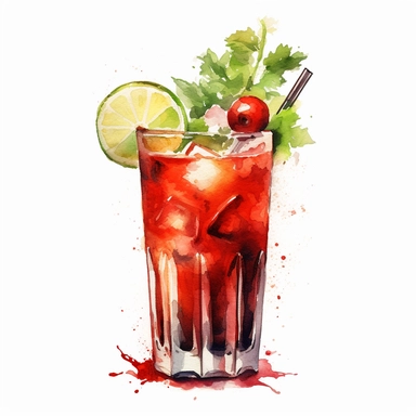 clipart, watercolor, bloody mary cocktail