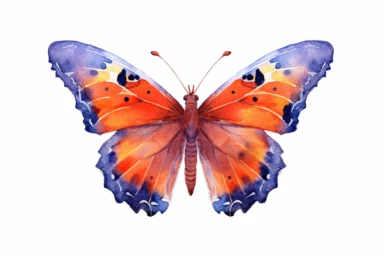 Watercolor, California sister butterfly, clipart, hd, on a white background, spaced out