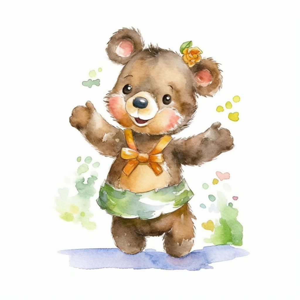 Cute baby bear clipart, happy expression, standing in dynamic pose ...