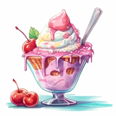 ice cream sundae pastel watercolor clipart