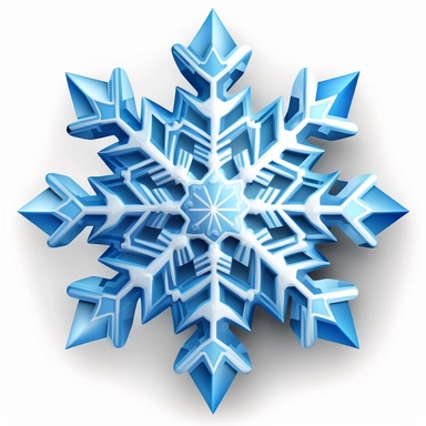 a logo design of a solid blue digitial clipart style snowflake with a solid white background that is a high resolution