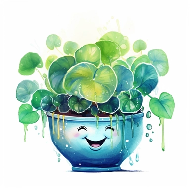 photography of potted pilea plant,floral illustration vector clipart alcohol ink, and a radiant smile that exudes confidence and warmth. lens 35mm