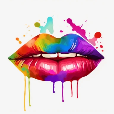 women's rainbow lips kisses cliparts , dripping colors