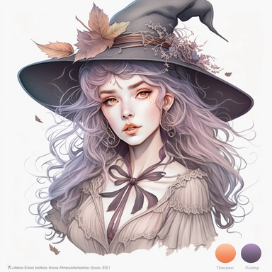 Clipart, beautifull witch in a color pencil sketch, in the style of artgerm, soft and dreamy tones of pastel colors, detailed costumes and fashion, sheet film, uhd image, free brushwork, transparent/translucent medium, Nita Engle, Anne Kullberg, Yee Chong, Larissa Ria Loomans, charming character illustrations, white solid background
