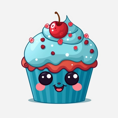 funny cupcake clipart, transparent background