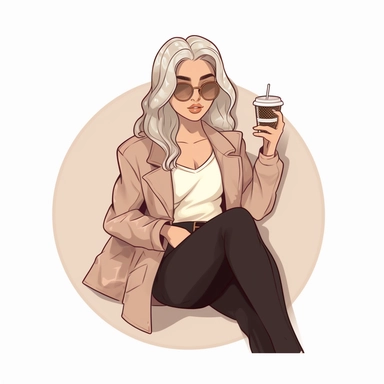 , digital stickers, businesswoman, working,louid vuitton bag, fashion, french, Monday, productive, cartoon realistic, clipart, minimalistic, aesthetic, rpink pastel , brown pastel