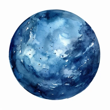 a Clipart style, watercolour painting of the planet neptune, dark blue