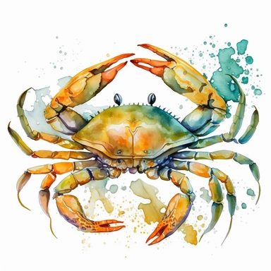 Summer Clipart crab, watercolor, simple