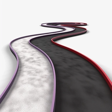 3d model of simple highway, silver+purple+black+red, clipart, white background