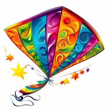 clipart flying kite, bright color