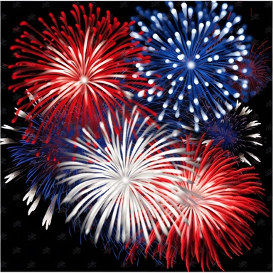hd clipart individual red white blue fireworks pictures, black background,