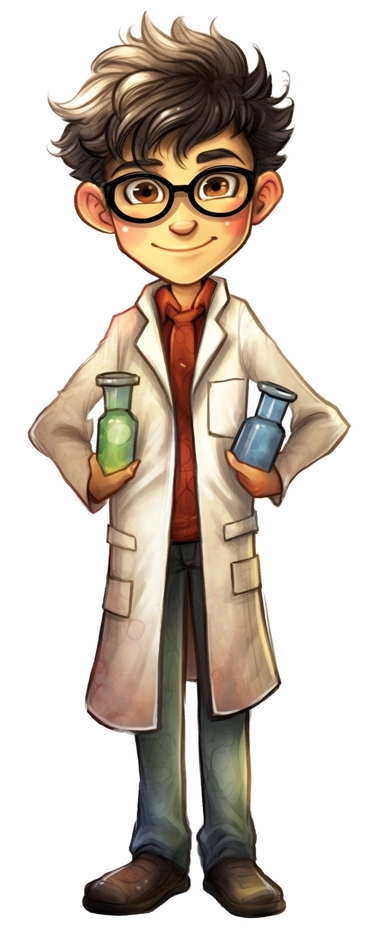 clipart science cartoon clip art of clipart, in the style of claudia tremblay, scott mccloud, full body, staining, rtx on, bone, takeshi koike