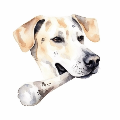 Watercolor dog bone clipart, white isolated background, space out, hd