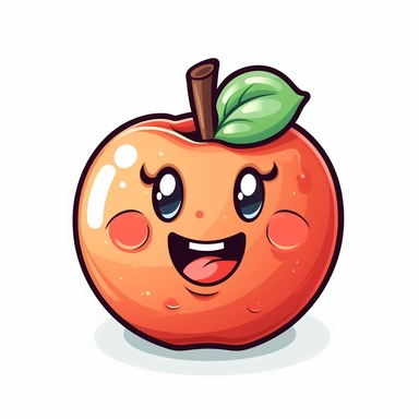 cute Apple, happy and smiling, bold line, clipart, sticker, white background, no shadow, 8k detail