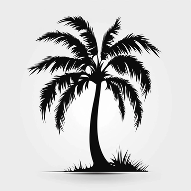 flat palm clipart black on white background