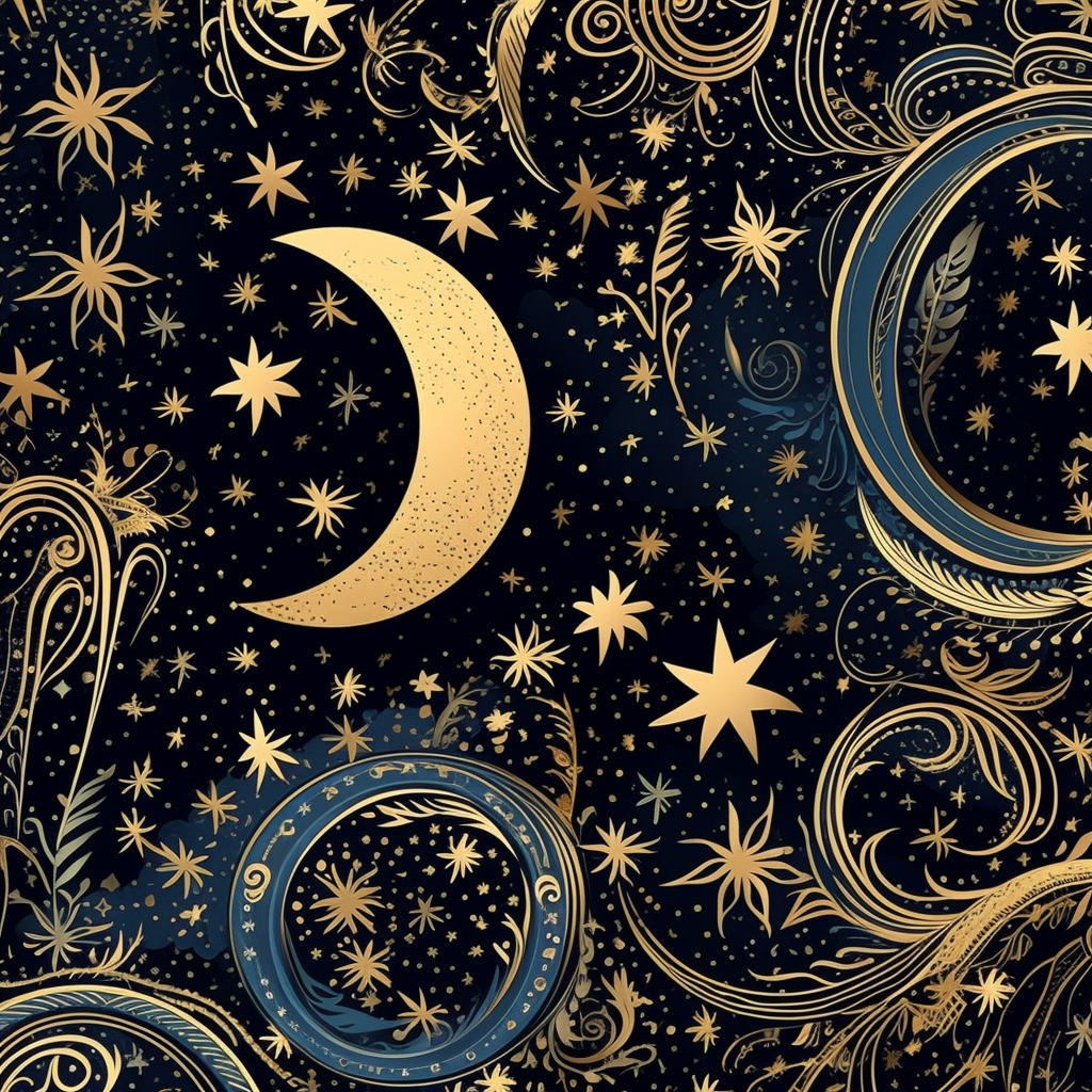 A celestial - themed clipart design, featuring a celestial pattern that ...