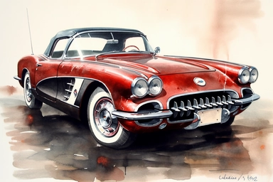 red 1960 Chevrolet Corvette Painting clipart
