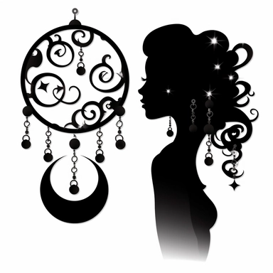 earrings clipart, svg, silouhette outline,