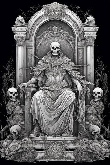 intricate black white clip Art line art with shading of a white marble statue of Batman with Greek columns a garden and scrolls, surrounded by beautiful big chest fit athletic women, gigantic crystals, skulls mysterious dark background, cut and paste style, hd, 48k,