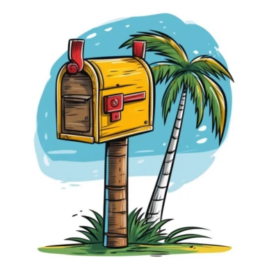 Design a clipart featuring a mailbox and post, perhaps with a flag raised to indicate mail delivery.