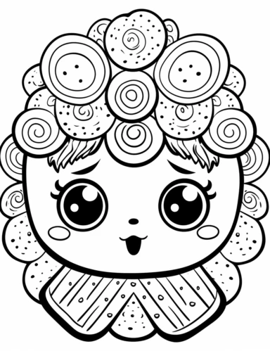 Let your creativity flow with a kawaii bread loaf, with a friendly face and a soft, brown crust. Use warm colors to make it inviting! For Simple Coloring page,Big eyes,line art, thick lines, black and white,clipart, illustration, on white background,Detailed,Details