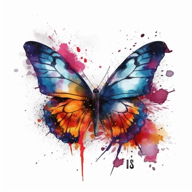 Eighty Eight Butterfly coloured with watercolor, clipart, isolate in white background