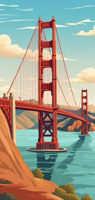 san francisco, golden gate bridge. Vector. Clipart.