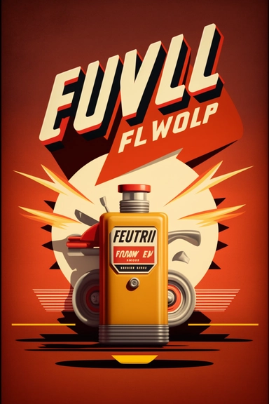 Poster for advertising of new fuel brand, economy power fuel, clipart style