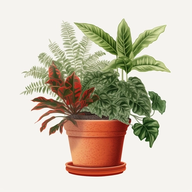 Clipart, vector, potted plant, with transparent background