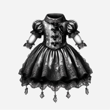 vintage gothic baby dress, victorian, dark fantasy, clipart, white background