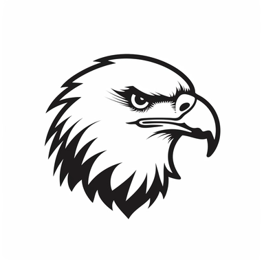 bald eagle svg icon - monoline design white background simple clip art