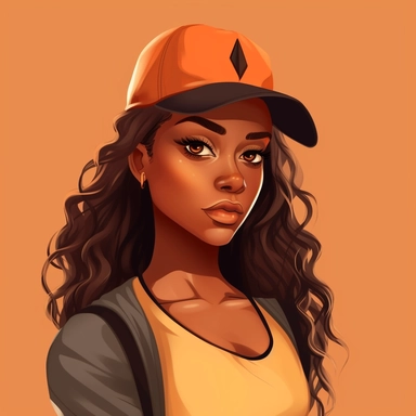 Black teen girl wearing a baseball cap Clipart