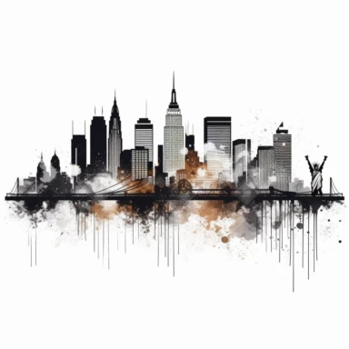 New York skyline outline clipart design in white background