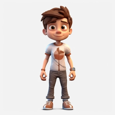 front view of an animated boy standing wearing tshirt character design, full body, drawing a face in maximum quality, high-quality drawing of the face,clipart, full Illustration, 4k, sharp focus, smooth soft skin, symmetrical, detailed face, concept art, style fairy tales, chibi kawaii, . Octane rendering, 3d, perfect face, detailed face, delicate face, perfect sharp lips, detailed eyes