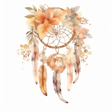 cute watercolor newborn boho dream Catcher with pampas grass, isolated white background, babyshower clipart, 8k, bright beige boho colors