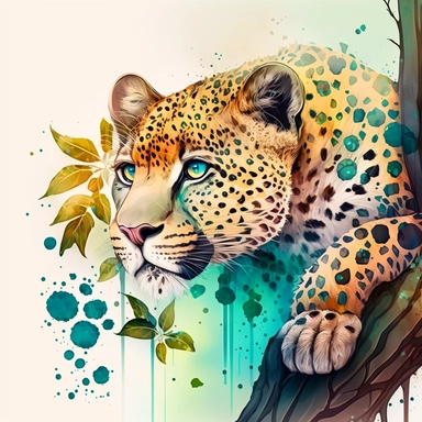 Vivid Watercolor Leopard Clipart, Digital download file for wall decor, animal lovers, baby leopard jungle leopard fan, create like this