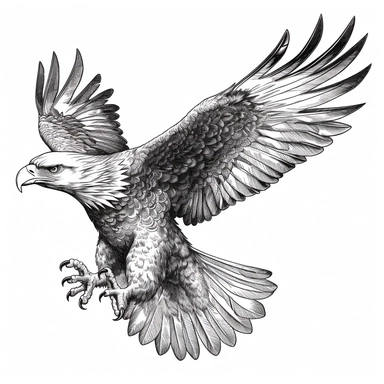 bald eagle flying vector stock | drawing of bird with wings and black and white, in the style of edward poynter, intricate blackwork, stipple, clipart cut file cuttable cricut vector