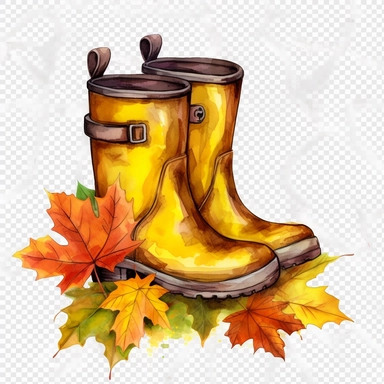 a single clipart image png graphic of a Realistic Painting Clipart Season Autumn Fall TBoots PNG Illustration