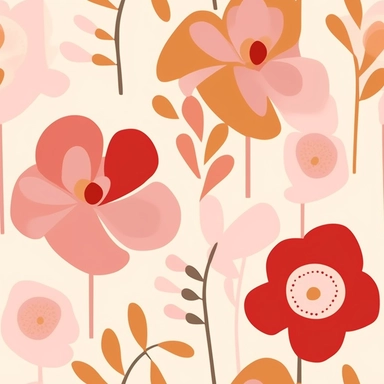 light pink, light maroon and light brown flower cliparts, in the style of victor pasmore, light orange and light pink, free brushwork, henri rousseau, stencils, mural-like compositions, elsa beskow, minimal floral art, cute flowers