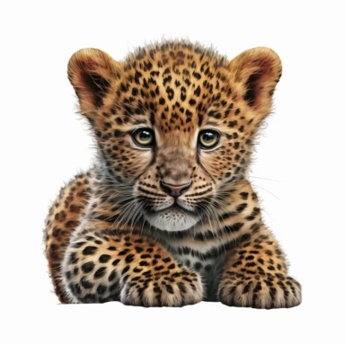 Head and torso of a Baby Leopard, Sublimation Clipart, on a white background