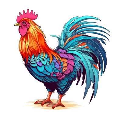vector art of a chicken illustration, vivid colors, colorful, pastel cute colors, Sublimation Clipart ,Cartoon,hyper realistic, intricate detail, illustration style,high solution,on the white background