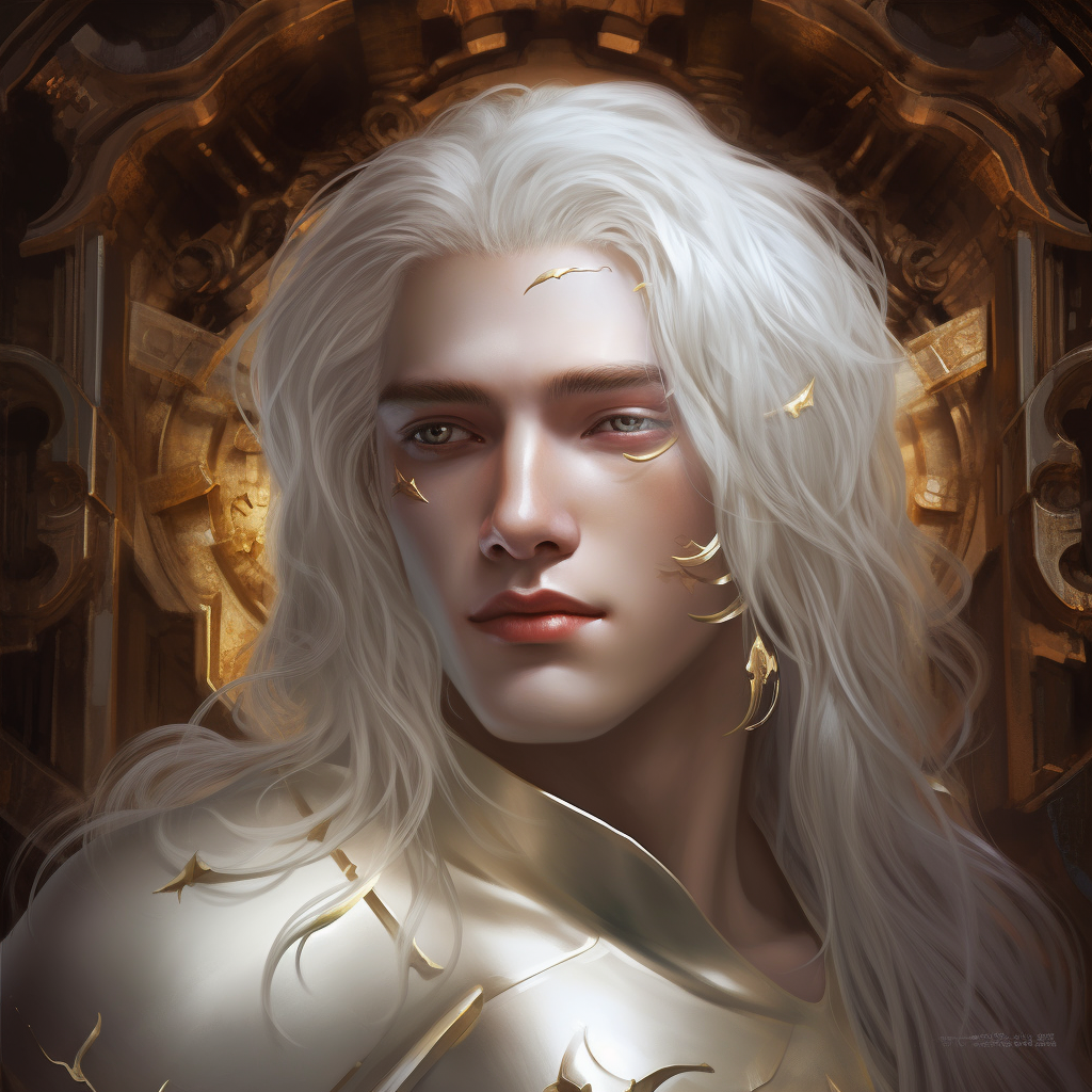 k portrait of handsome chinese boy cyborg with long white hair:1.1 ...