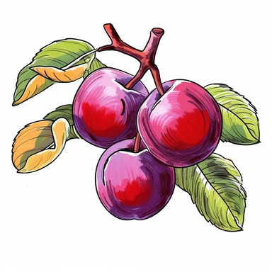 colored forest plum clipart, sketch art, vector, white background