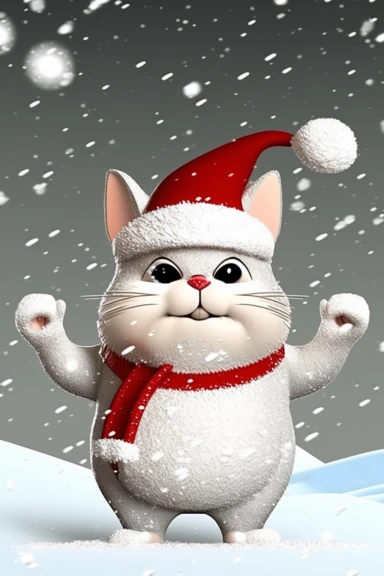 no text, winter wonderland background with snow and snowflakes, 3d whole body clipart of a smiling, friendly chinchilla, wearing a santa clause hat, christmas vibes, cartoon network style, friendly face, head unproportionally bigger than body, detailed body shape, front shot, insanely big shiny eyes, caricatured face, insanely glossy, plastic like fur and skin, unrealistic, 8k photography, cinematic, super cute face, Photography, Ultra-Wide Angle, Depth of Field, hyper-detailed, beautifully colo