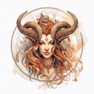 capricorn zodiac sign, earth colors, goddess women, realistic watercolor style art, clipart, zodiac sign, epic, mystic, white background, detailed, 8k