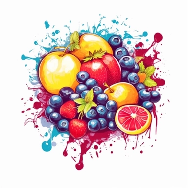 Watercolor Fresh Fruit Fiesta Clipart desert cartoon t-shirt graphic, vector, contour, isolated on a white background