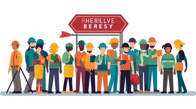 Against a pure white background, depict a worker placing a safety sign in a visible location at the workplace. The sign reads Safety is Everyone's Responsibility. Other workers are seen in the background, each following a different safety rule. The image should be designed in a clipart style, with bold outlines and vibrant colors to highlight the elements of workplace safety. The image should be photorealistic, highly detailed, and in high-resolution 16k.