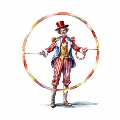 watercolor, illustration clipart of a circus ring leader, isolated on a white background