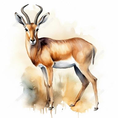 Antelope, watercolor clipart, white background